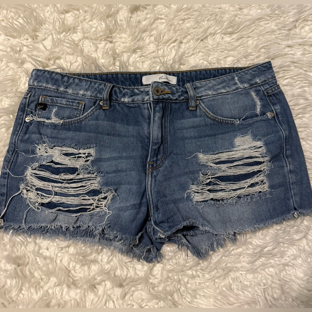 KanCan Light Blue Ripped Jean Shorts